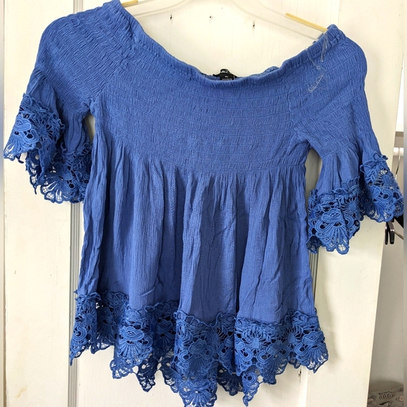 Rue 21 Women's Off Shoulder Shirred Blouses - Picture 4 of 16